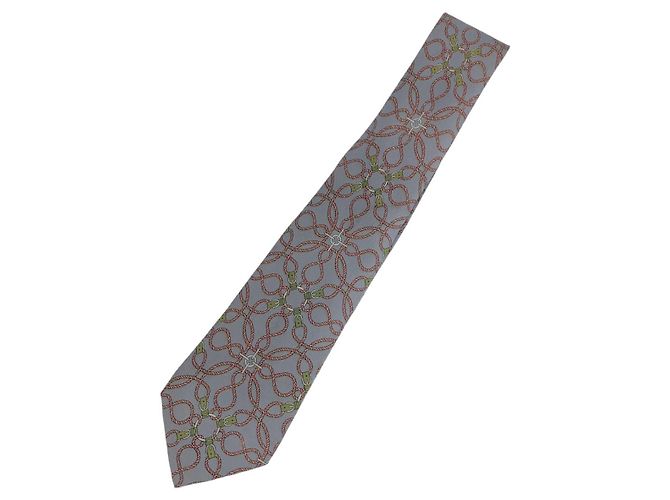 Gravata Hermès de seda 9cm Cinza