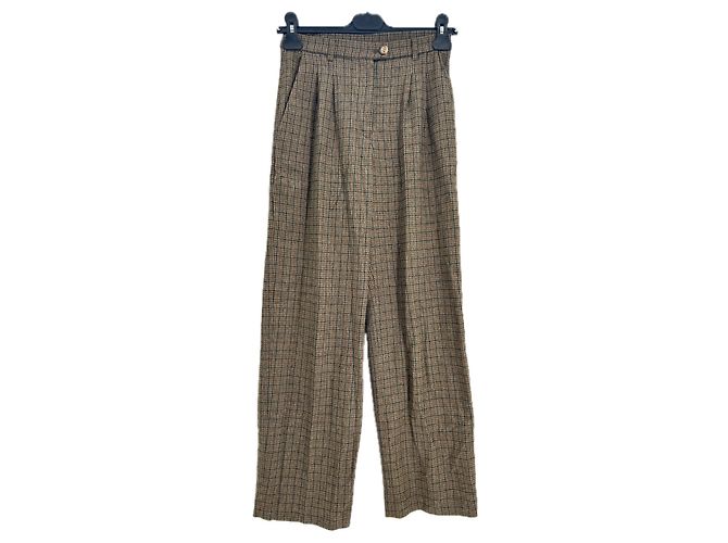 Rouje Khaki Wool Houndstooth Pants