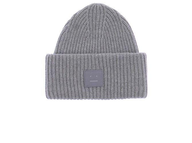 Acne Grau Wollmütze
