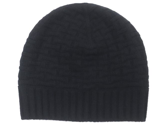 & Other Stories HERMES Cashmere H-Pattern Beanie Hat Black M