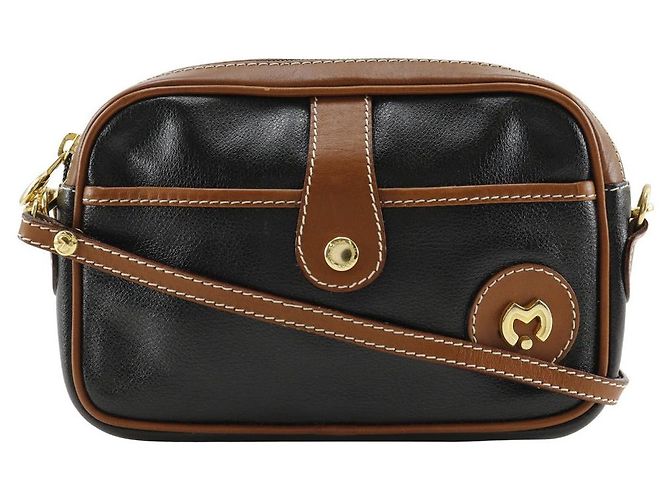 Mila Schön Bolsa de ombro de couro Mila Schon preta 2 em 1