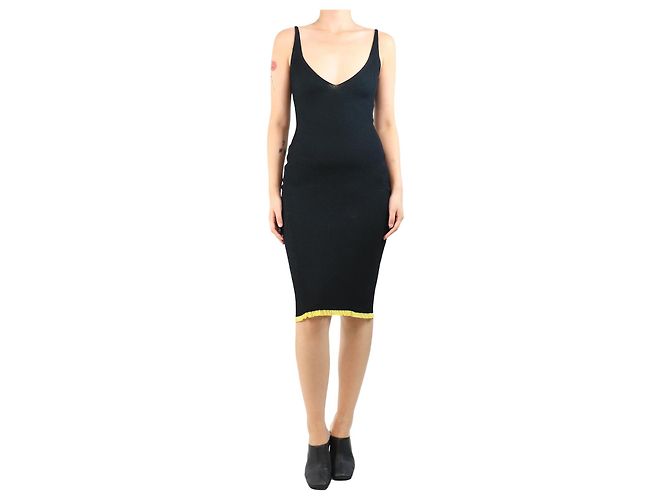 Autre Marque Schwarzes ärmelloses Ripp-Midi-Kleid - Größe S