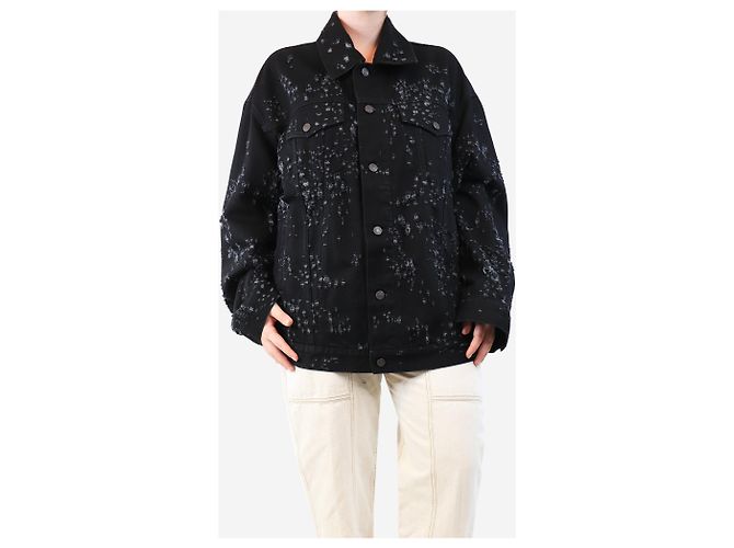 Acne Black distressed denim jacket - size M