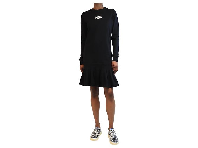 Autre Marque Schwarzes plissiertes Strickkleid - Größe XS