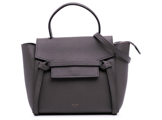 Belt Bag Céline Bolsa de cinto em couro de bezerro grão nano Celine Gray Marrom