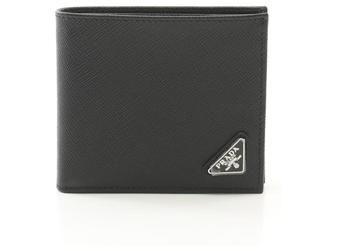 Prada Saffiano Bi-fold Wallet Black Leather  ref.2293328