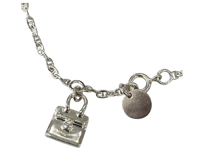 Hermès Bracciale Mini Birkin Amuleto HERMES Chaine d'Ancre Argento