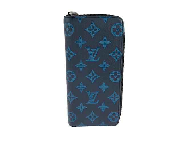 Louis Vuitton Monogram Shadow Zippy Wallet Blue Navy blue Leather  ref.2293468