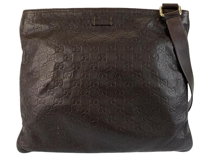 Gucci Guccissima Brown Leather Messenger Bag  ref.2293532