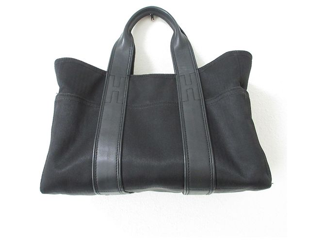 Hermès Hermes Acapulco PM Canvas-Leder Tote Bag Schwarz