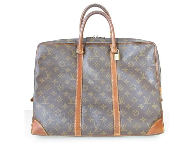 Louis Vuitton Monogram Porte-Document Voyage Briefcase Brown Patent leather  ref.2294187