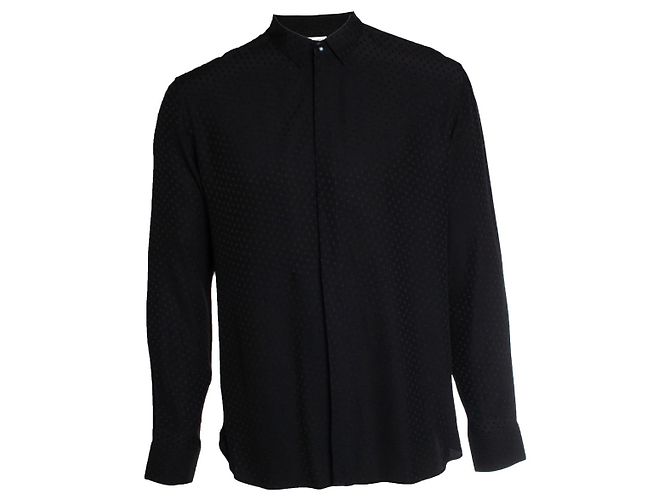 Saint Laurent, camicia nera con pois floreali 2018 Nero