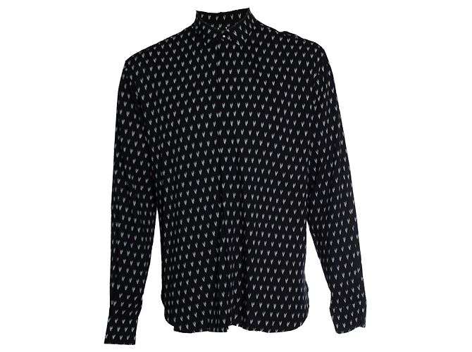Camisa de bolinhas V impressa Saint Laurent em preto 2017