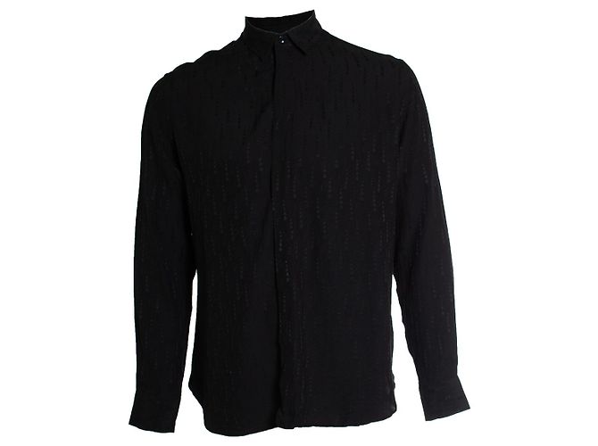 Saint Laurent, camicia di seta nera con gocce di stelle Nero