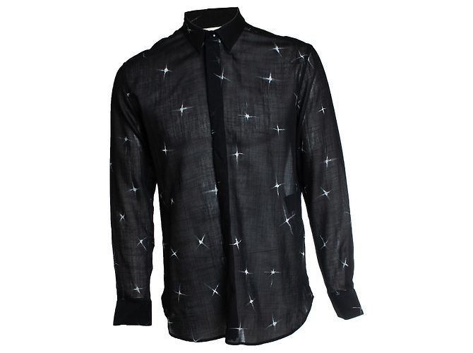 Saint Laurent, durchsichtige Bluse mit schwarzem Sternenprint 2018