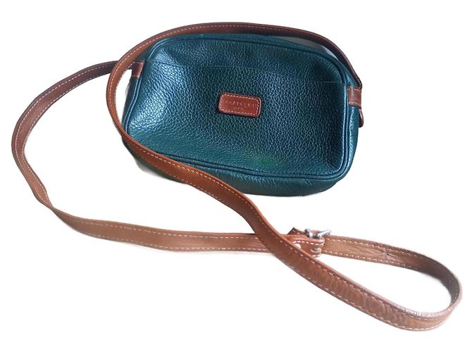 Bolsa de mão de couro Courreges Verde Camel Camelo
