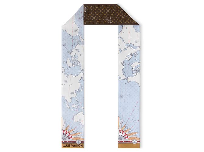 Louis Vuitton Map Bandeau Sciarpa in Seta Multicolore
