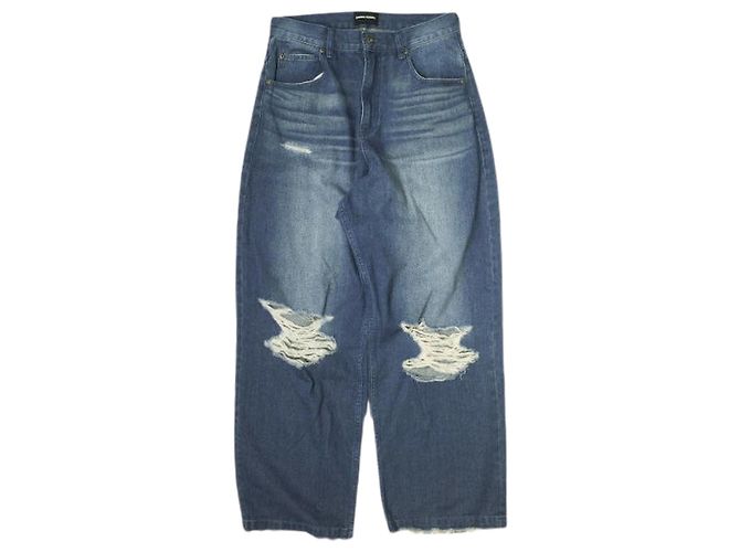 Autre Marque Muchas Gracias DESTROY DENIM Pantalones de Denim de Algodón Edición Limitada Azul