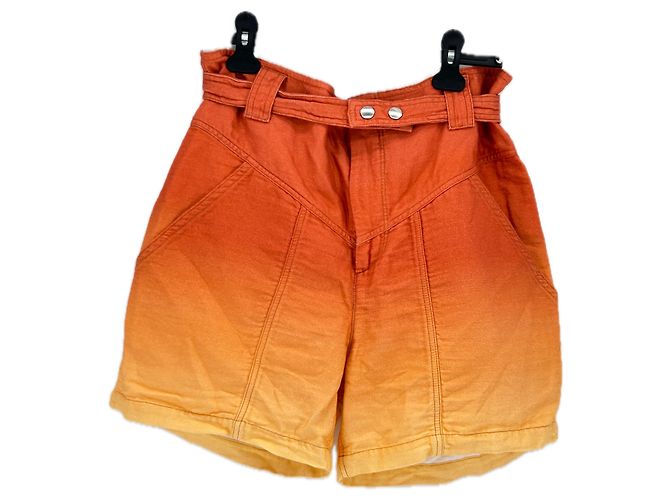Pantalones cortos Isabel Marant de mezcla de lino naranja