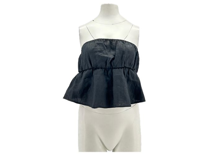 Top bustier in lino nero Reformation