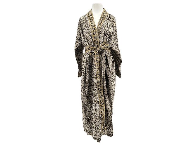 Autre Marque Kimono largo estampado SIMRANE con cinturón marrón algodón Castaño
