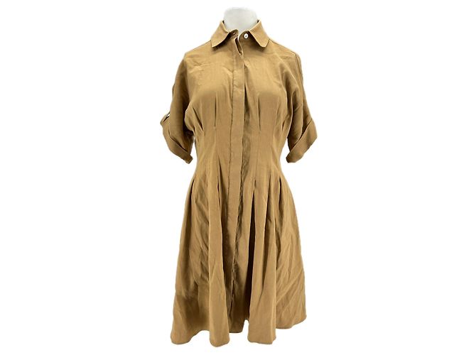 Veronica Beard Leinenhemdkleid Camel Kamel