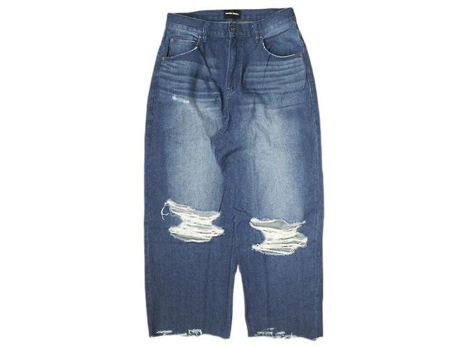 Autre Marque Muchas Gracias DESTROY DENIM Pantalones de Denim de Algodón Edición Limitada Azul