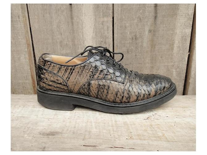 Derbies Sartore em python preto e bege 