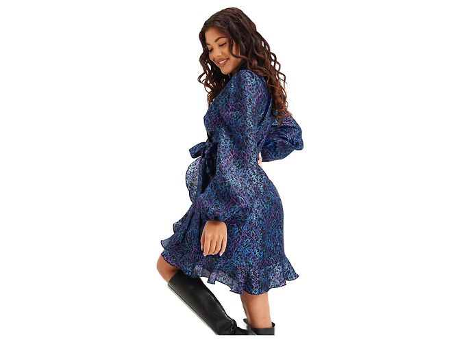 Autre Marque Cras Lindacras Leopard Kleid Blau Mehrfarbig Mehrfarben