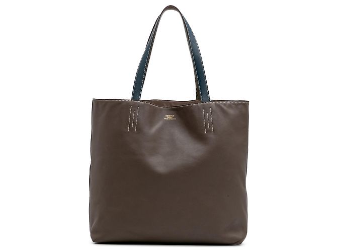 Hermès Marrom Veau Sikkim e Clemence Double Sens 36 Castanho escuro