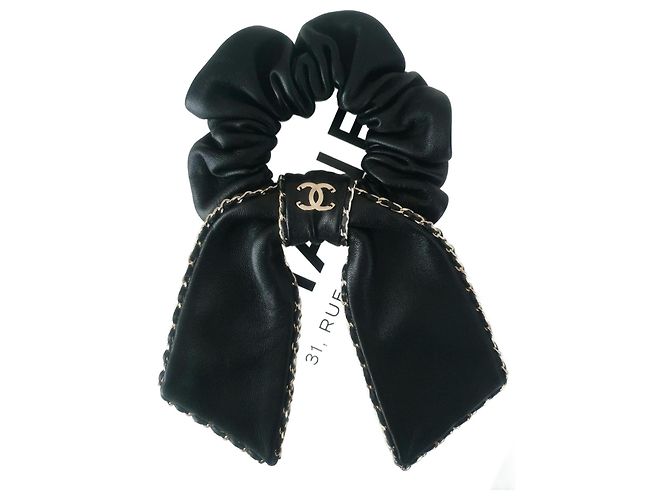 Chanel Accessori per Capelli Nero Pelle