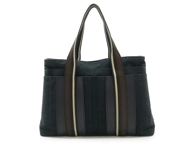Hermès Bolsa 2 em 1 em lona e couro Hermes Troca Horizontal MM Preto