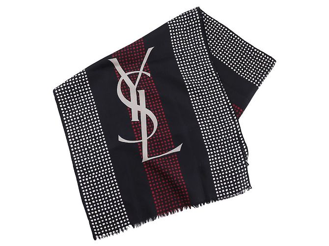 Sciarpa in seta con logo Yves Saint Laurent Nero