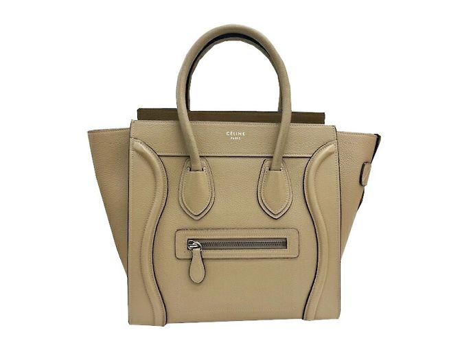 Céline Celine Luggage Micro Shopper Leather Handbag Grey