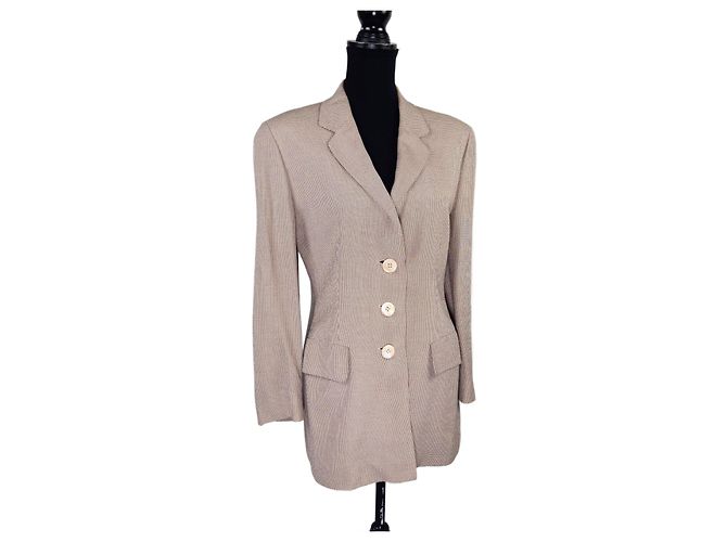 Genny vintage 1990s brown beige checkered jacket