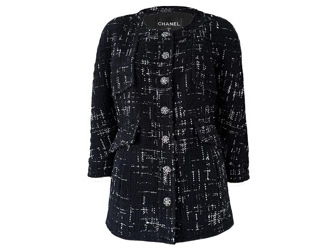 Chanel Tweed Jacke Schwarz