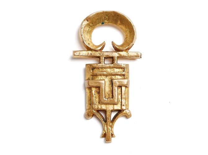 Autre Marque Line Vautrin 1955s Brosche Anhänger Bronze Künstler Brosche Anhänger Golden