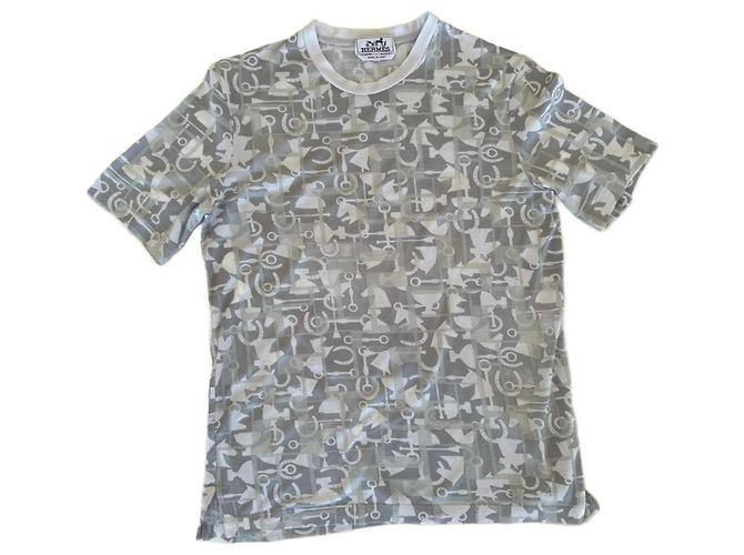 Hermès Hermes Paris T-Shirt "Abstrait De Cheval" SS21 / Größe XS Weiß Grau Monogramm