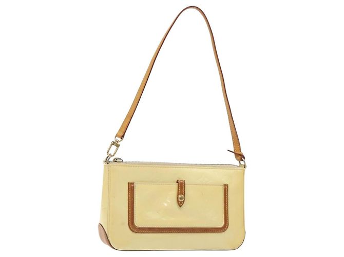 LOUIS VUITTON Vernis Mallory Square Accessory Pouch Perle M91333 LV Auth 125915