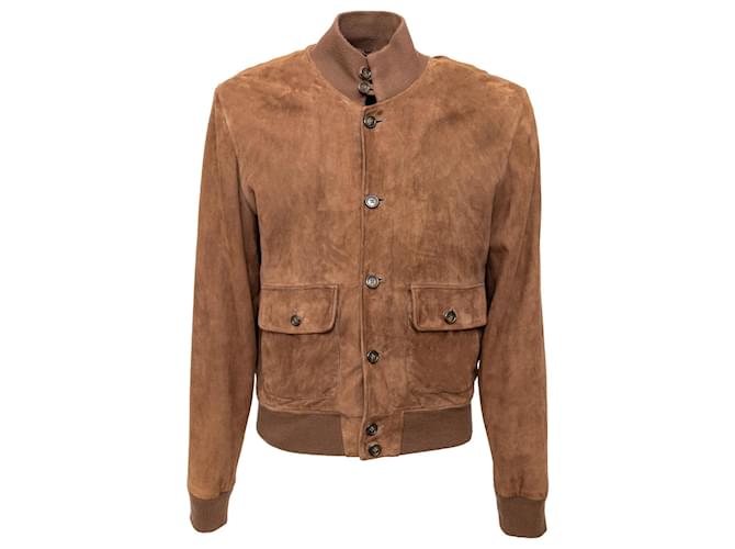 Autre Marque Oriani Suede Jacket Brown Leather  ref.2297144