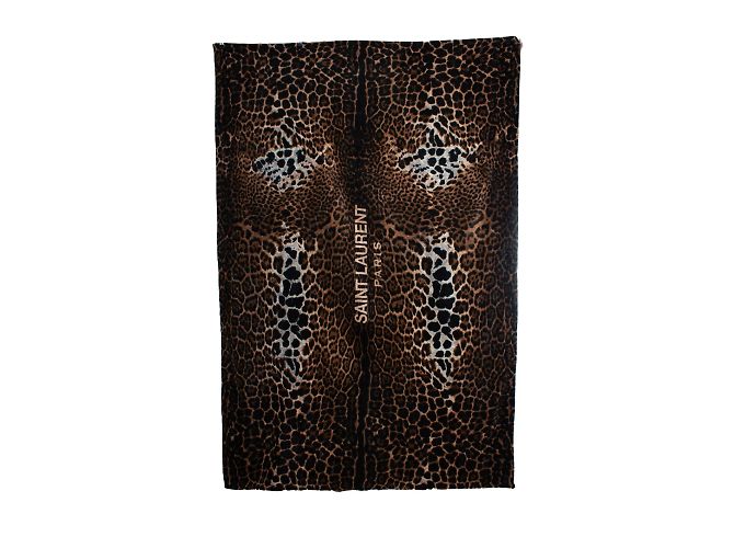 Toalla de baño de leopardo en camello Saint Laurent Castaño