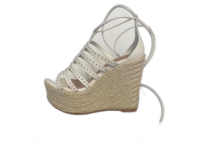 Alaïa wedge sandals white leather