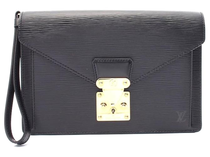 Louis Vuitton Epi Leather Clutch Bag Black Pony-style calfskin  ref.2297544