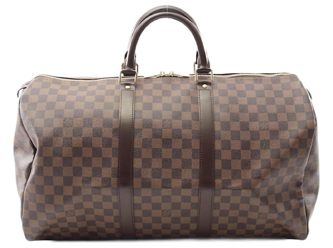 Louis Vuitton Keepall 50 Damier Ebene Boston Bag Brown Cloth  ref.2297771