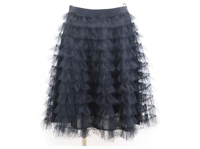 Saia de tule com babados em camadas Christian Dior preta Preto