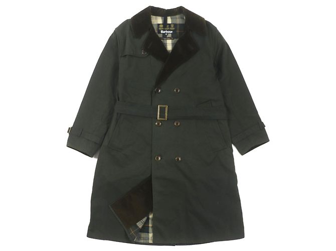 Barbour Baumwollcord-Lining Karomantel Grün Khaki