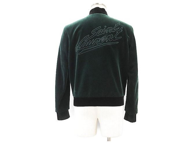 Yves Saint Laurent Chaqueta Varsity de Terciopelo Saint Laurent Verde