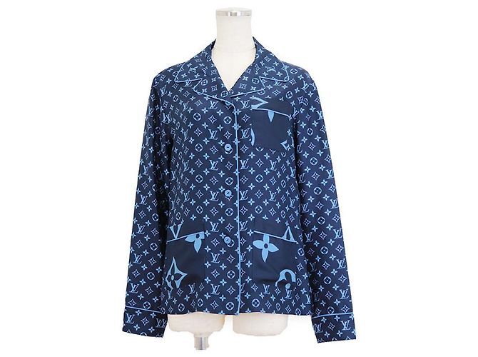 Camicia da pigiama in seta Monogram Louis Vuitton Blu