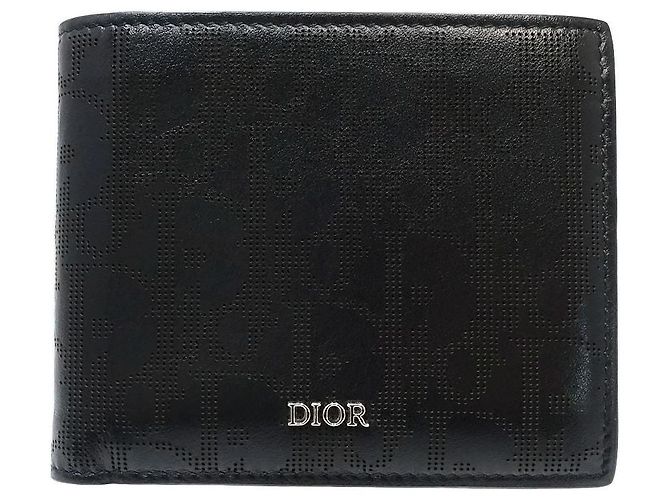 Dior Leder Bifold Geldbörse Oblique Galaxy Schwarz