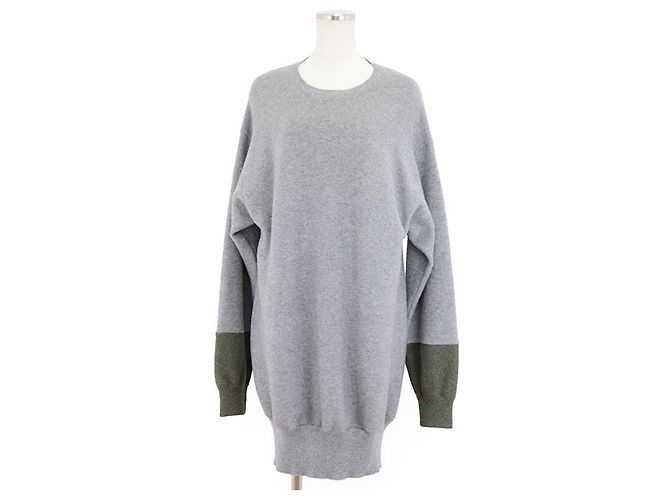 Céline Oversized Tunika-Kleid aus Cashmere-Ei-Strick von Celine Braun Blau Khaki